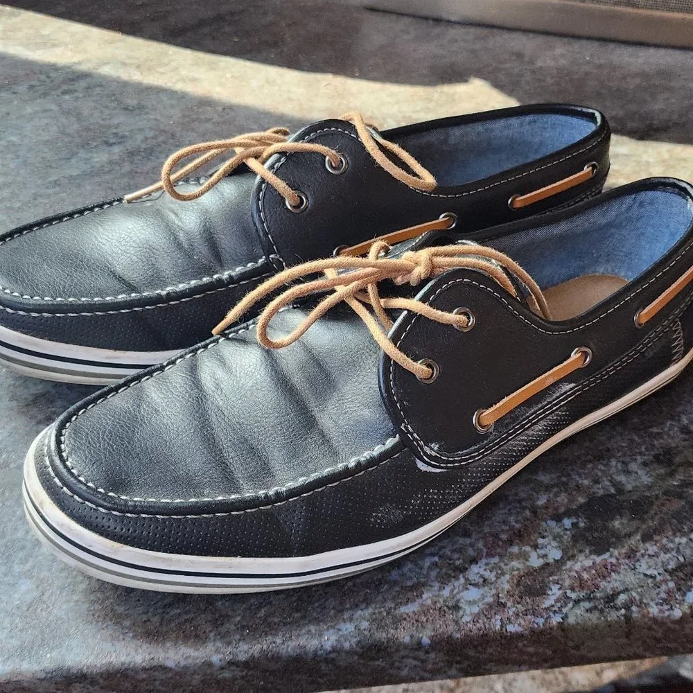 Aldo Black/Brown Leather Boat Shoes Size 10